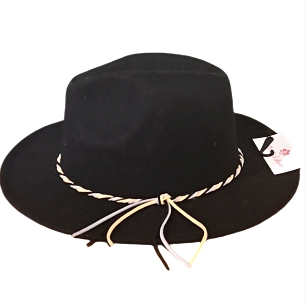 NEW! ORCHID LOVE Black Felt Fedora Hat OS.